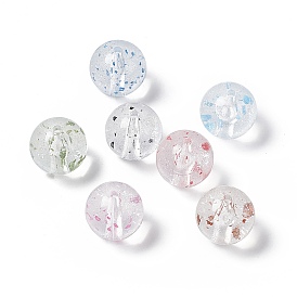 Transparent Acrylic Bead, with Dried Flower Petal, Round