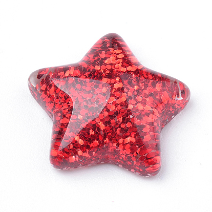 Resin Cabochons, with Glitter Powder, Star