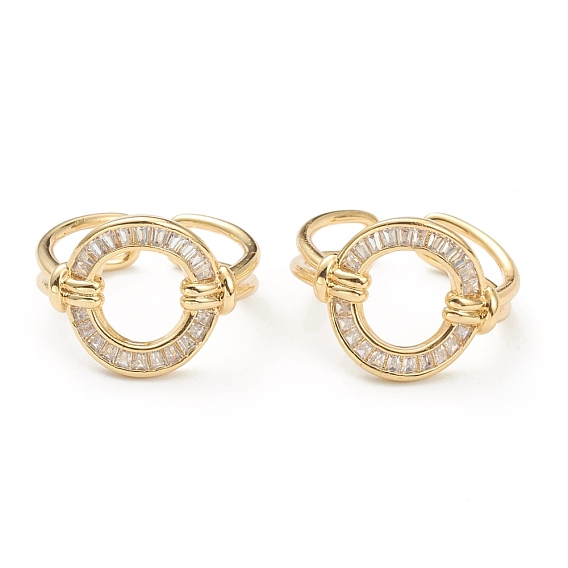 Латунные кольца из манжеты с прозрачным цирконием, открытые кольца, долговечный, плоско-круглые