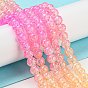 Spray Painted Crackle Glass Beads Strands, Gradient Color, Segmented Multi-color Beads, Round