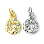 Rack Plating Brass Micro Pave Cubic Zirconia Pendants, Long-Lasting Plated, Lead Free & Cadmium Free, Ring Charm