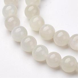 Natural White Moonstone Bead Strands, Dyed, Round
