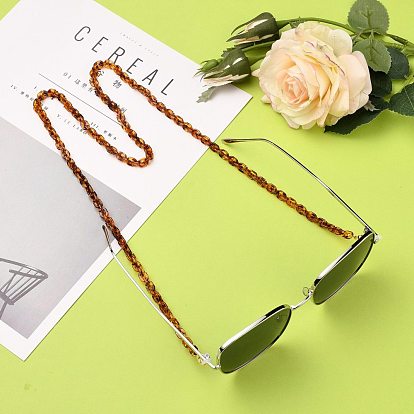 Eyeglasses Chains, Neck Strap for Eyeglasses, with Acrylic Cable Chains, 304 Stainless Steel Lobster Claw Clasps and Rubber Loop Ends, Golden
