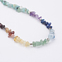 Natural Gemstone Beaded Necklaces, with Brass Clasp