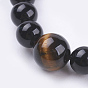 Natural Obsidian & Tiger Eye Wrap Bracelets, Four Loops