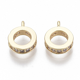 Brass Micro Pave Clear Cubic Zirconia Tube Bails, Loop Bails, Bail Beads, Nickel Free, Ring