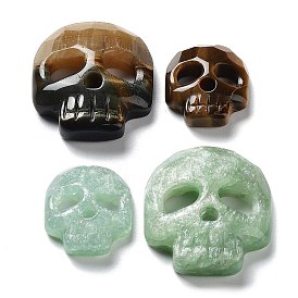 Natural Gemstone Pendants, Halloween Skull Charms, Faceted