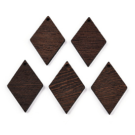 Natural Wenge Wood Pendants, Undyed, Rhombus Charms