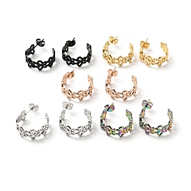 304 Stainless Steel Butterfly Wrap Stud Earrings, Half Hoop Earrings for Women