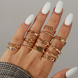 Wave & Geometric Rings Set - Chic Ocean Style Hand Jewelry for Women