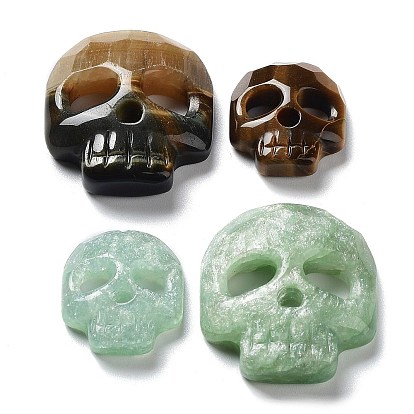Pendentifs en pierre naturelle, charmes de crâne d'Halloween, facette
