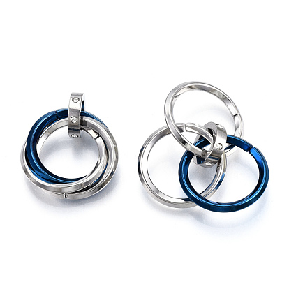 Chapado iónico (ip) 201 colgantes de anillo entrelazado de acero inoxidable, con diamantes de imitación de cristal