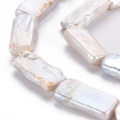 Perles de nacre naturelle brins Keshi, perle de culture d'eau douce, rectangle