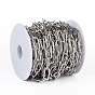 304 Stainless Steel Paperclip Chains, Drawn Elongated Cable Chain, Unwelded, with Spool