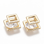 Brass Cubic Zirconia Charms, Square, Nickel Free