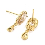 Glass Teardrop Dangle Stud Earrings, Brass Earrings