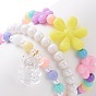 3 pcs 3 bracelets extensibles en perles de fleurs acryliques de style avec des breloques d'ours pour les enfants