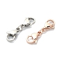 3Pcs 3 Colors 304 Stainless Steel Double Lobster Claw Clasps, with Jump Rings