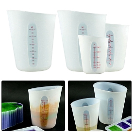 Tasses à mesurer en silicone, avec échelle, outils de mélange d'artisanat en résine