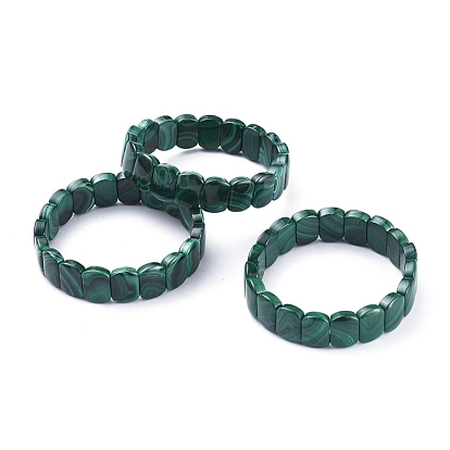 Bracelets extensibles en malachite naturelle, rectangle