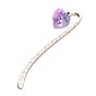 Antique Silver Alloy Glass Bookmarks, Heart, 85mm