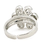 Natural Mixed Stone Sun Planet Open Cuff Ring, Platinum Plated Brass Jewelry for Women