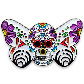 Halloween Theme Skull with Butterfly Enamel Pins, Alloy Brooch