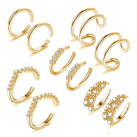 Brass Micro Pave Cubic Zirconia Cuff Earrings