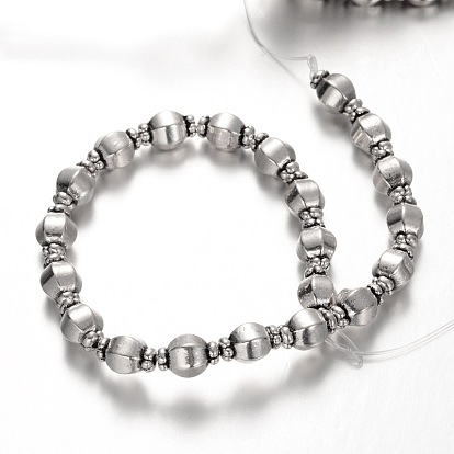 Lanterne de style tibétain brins en alliage de perles, sans plomb et sans nickel, 10x7mm, trou: 1mm, environ 21 pcs/chapelet