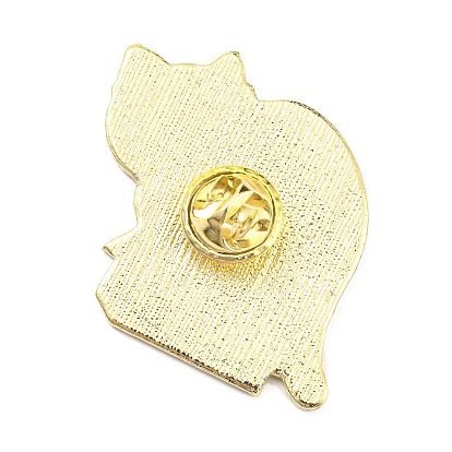 Cat Shape Enamel Pins, Light Gold Alloy Brooch for Backpack Clothes