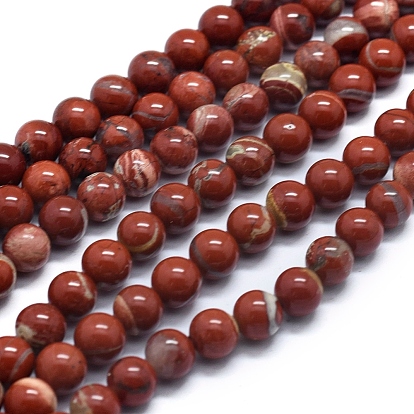 Naturelles bréchiques jaspe perles brins, ronde