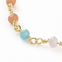 Faceted Glass Beaded Bracelets, with Brass Beads and Lobster Claw Clasps, Round, Real 18K Gold Plated