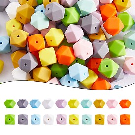 100Pcs Silicone Beads Mixed Color Hexagonal Silicone Beads Bulk Spacer Beads Silicone Bead Kit for Bracelet Necklace Keychain Jewelry Making