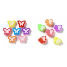 Two Tone Opaque Acrylic Beads, Imitation Jelly, Butterfly