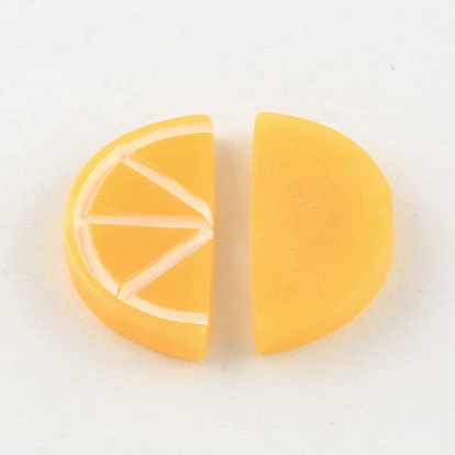 Cabochons décodés en résine, orange, 20.5x10x3mm