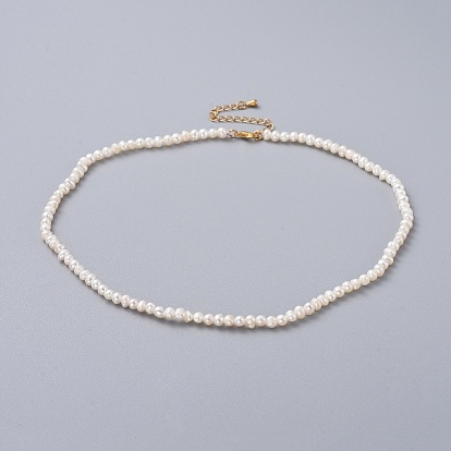 Collares de perlas naturales de agua dulce, con cadenas extensoras de latón y joyeros de cartón de papel kraft