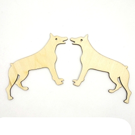Unfinished Wood Wolf Pendant Decorations, for DIY Painting Ornament Christmas Tree Home Decor Pendants