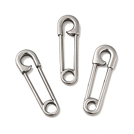 Tibetan Style 304 Stainless Steel Linking Rings, Safety Pin Shape