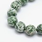 Natural Green Spot Jasper Beads Strands, Round, Faceted