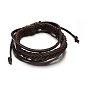 Adjustable Leather Cord Multi-Strand Bracelets, with PU Leather Cords, 53mm, 16x5mm