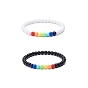 2 piezas 2 conjunto de pulseras elásticas con cuentas redondas de acrílico de colores