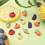 12Pcs 6 Styles Opaque Resin Pendants, Vegetable Charms, with Platinum Tone Alloy Loops