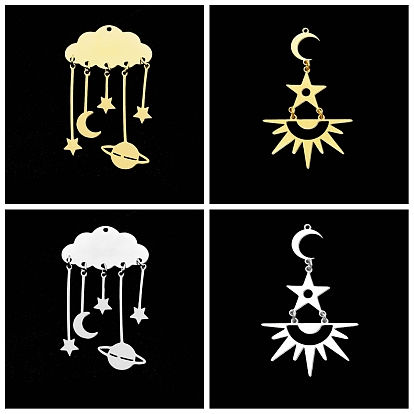 Шкентели нержавеющей стали, луна и звезда и солнце