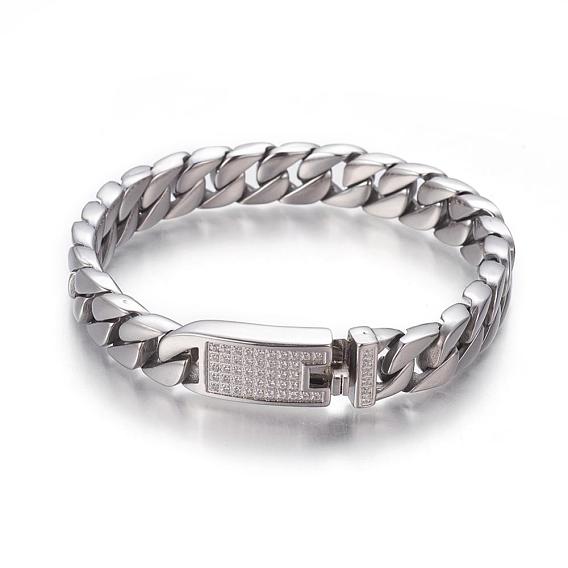 304 bracelets de la chaîne de trottoir en acier inoxydable, avec strass