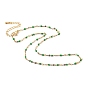 304 Stainless Steel Link Chain Necklaces, with Enamel and Lobster Claw Clasps, Golden
