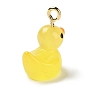Opaque Resin Cartoon Pendants, Duck Charms with Golden/Platinum Tone Iron Loops