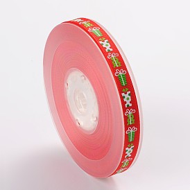 Christmas Theme Polyester Ribbons, 3/8 inch(9mm), about 100yards/roll(91.44m/roll)