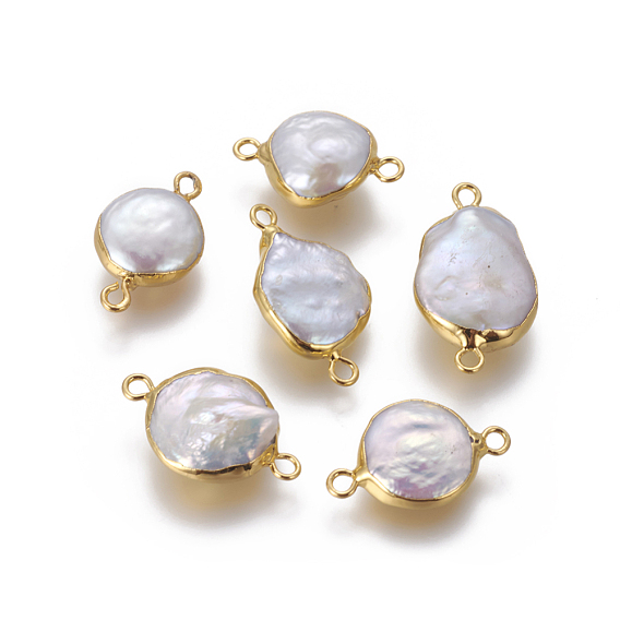 Conectores de eslabones de perlas naturales, con fornituras de latón, pepitas