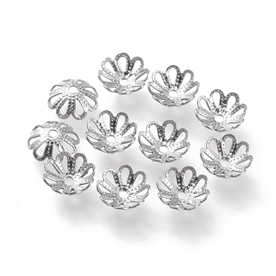304 chapeaux de perles fantaisie en acier inoxydable, multi-pétale, fleur