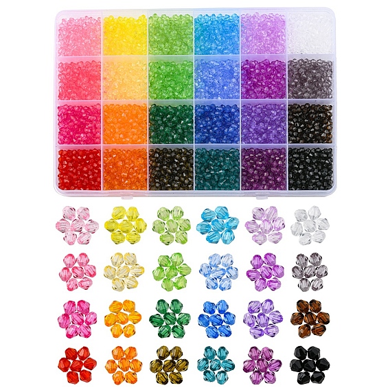 5760Pcs 24 Colors Transparent Acrylic Beads, Bicone